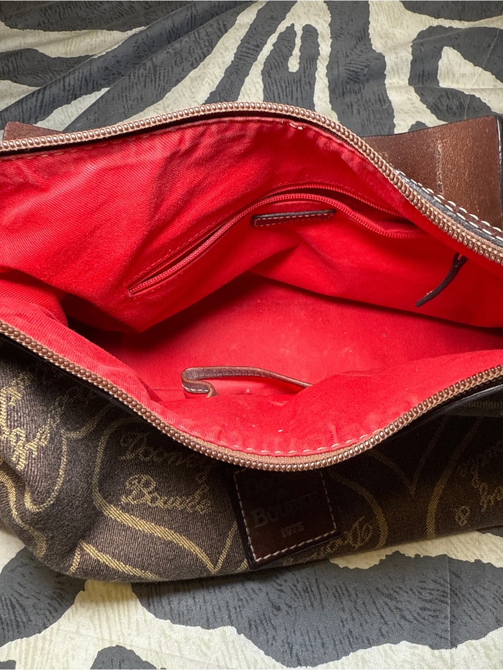 Dooney & Bourke Brown Heart-Print Canvas Shoulder Bag - Picture 4 of 8
